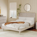 Modern Concise Style Solid Wood Grain Platform Bed Frame, Full, Stone Gray Stone Gray Wood