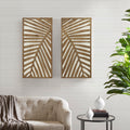 Two Tone 2 Piece Wood Panel Wall Decor Set Dark Brown Mdf