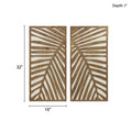 Two Tone 2 Piece Wood Panel Wall Decor Set Dark Brown Mdf