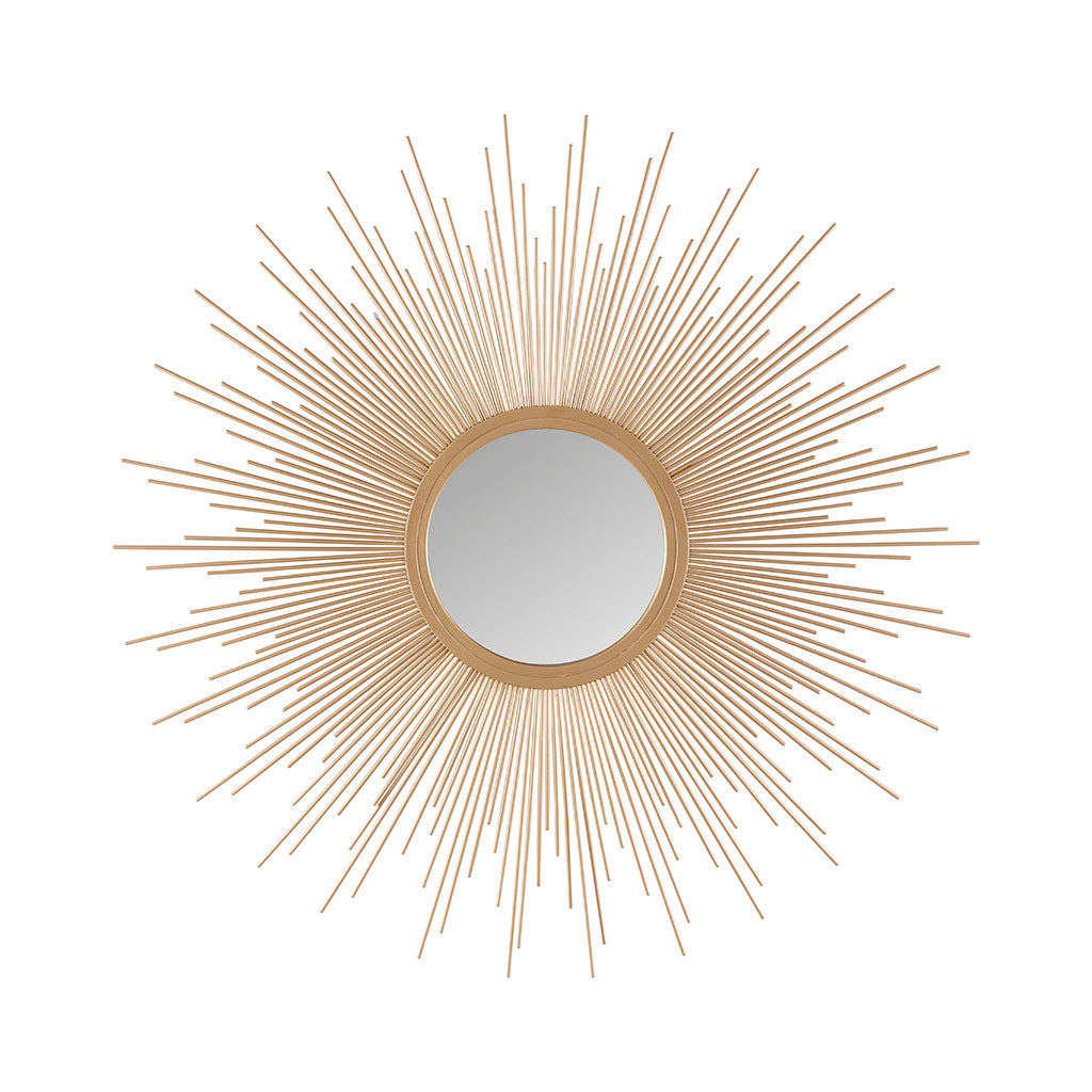 Sunburst Wall Decor Mirror 14.5"D Gold Mdf