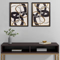 Gold Foil Abstract 2 Piece Framed Canvas Wall Art Set Black Wood