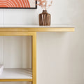 Modern Console Table, Metal Frame With Adjustable Foot Pads For Entrance, Corridor, Living Room & Office. Gold Gold Steel