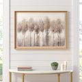 Hand Painted Abstract Landscape Framed And Matted Wall Art Grey Gold Mdf