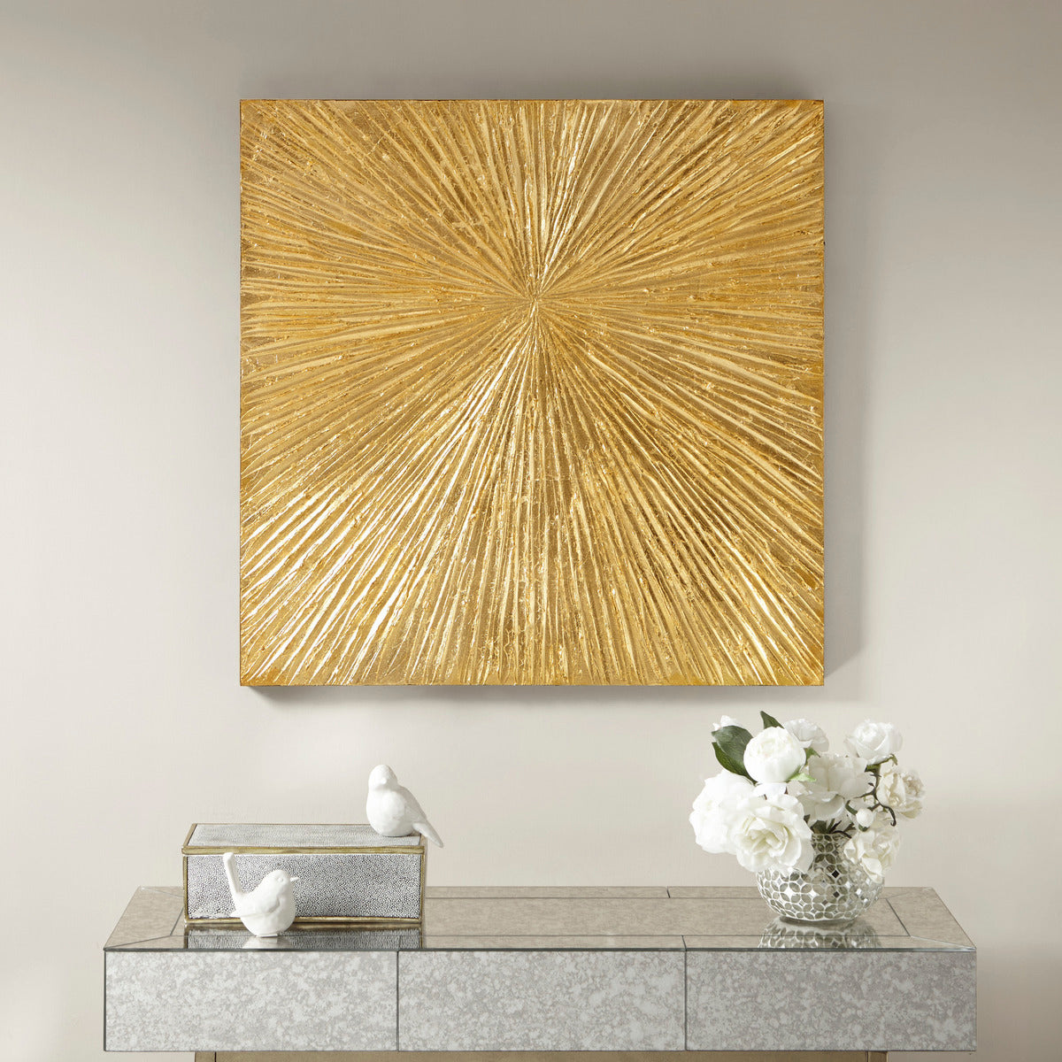 Hand Painted Dimensional Resin Wall Art Gold Mdf