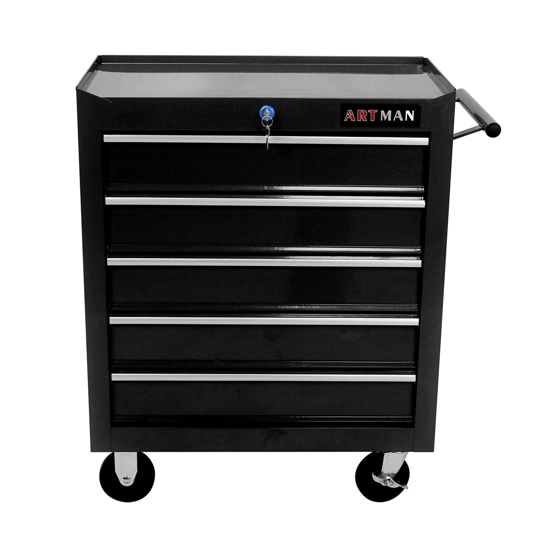 5 Drawers Multifunctional Tool Cart With Wheels Black Black Metal