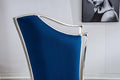 Velvet Unique Design Backrest Dining Chair With Stainless Steel Legs Set Of 2 Blue Velvet