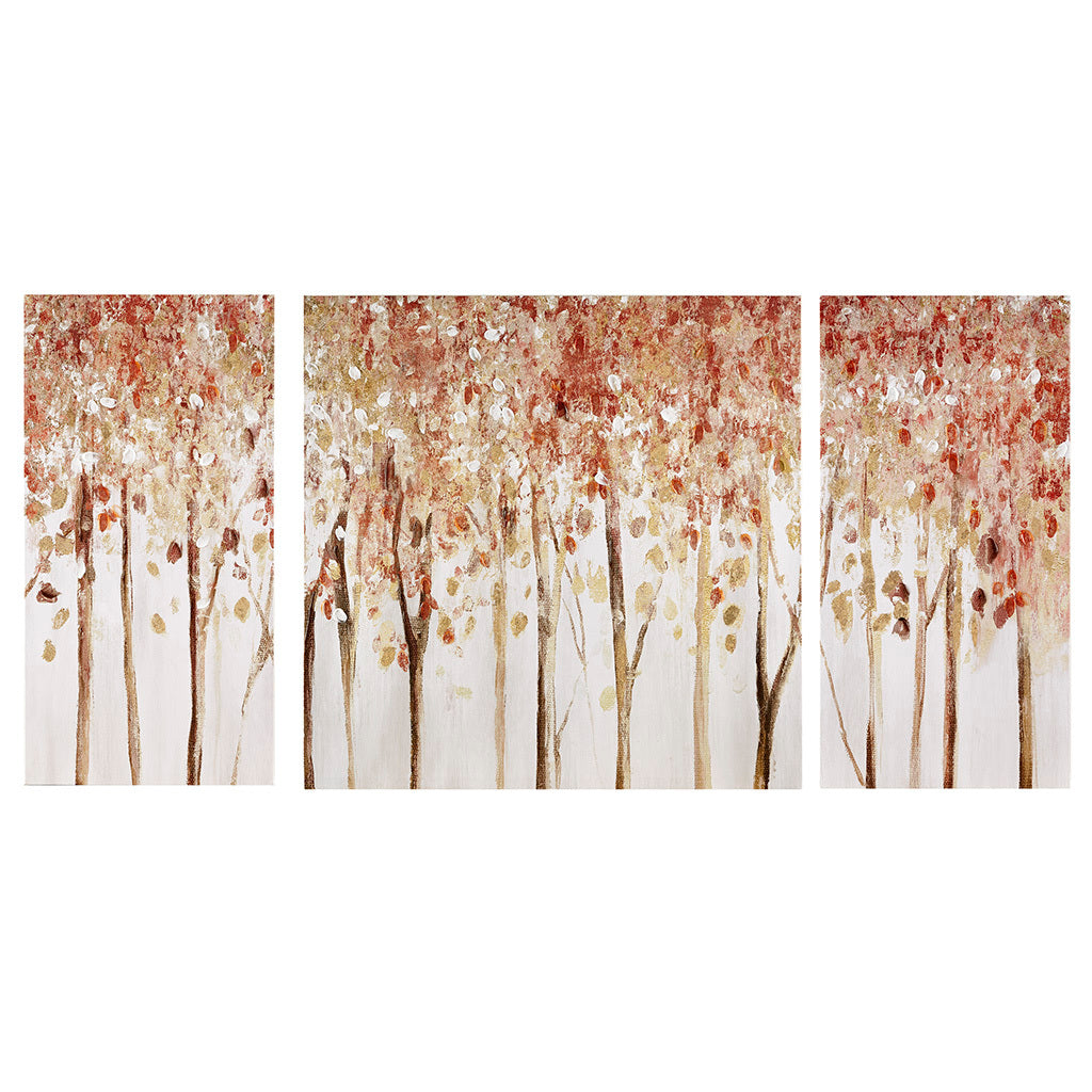 Triptych 3 Piece Textured Canvas Wall Art Set Red Mdf