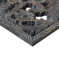 Distressed Carved Wood 2 Piece Wall Decor Set Antique Blue Mdf