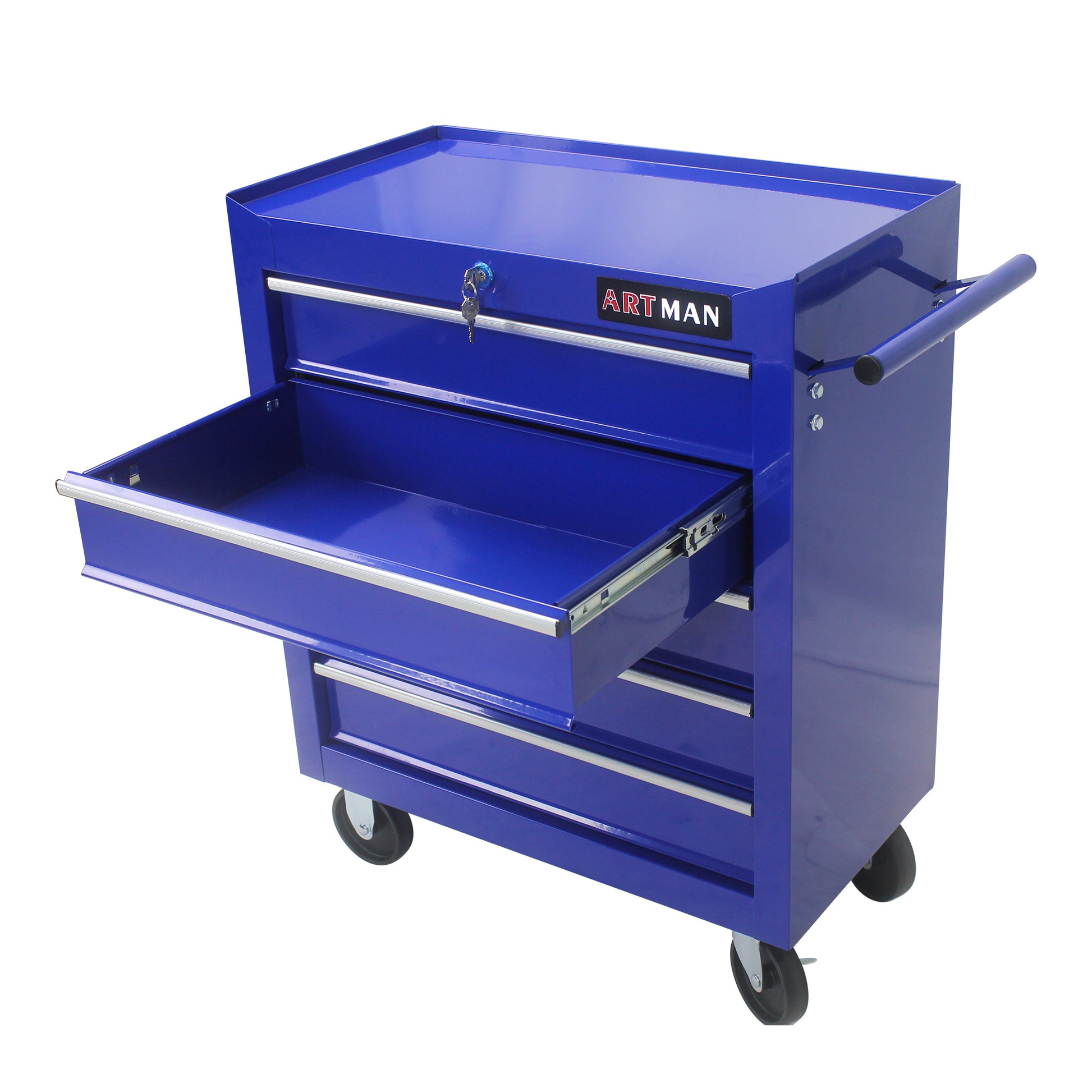 5 DRAWERS MULTIFUNCTIONAL TOOL CART WITH WHEELS BLUE blue-steel