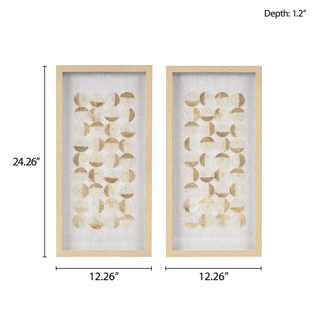 Natural Capiz With Gold Foil 2 Piece Shadowbox Wall Decor Set Natural Gold Mdf