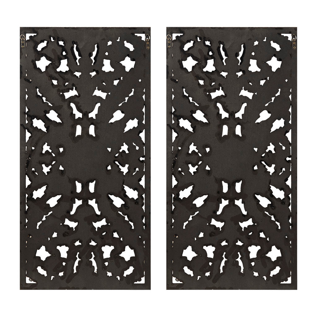 Distressed Carved Wood 2 Piece Wall Decor Set Bronze Mdf