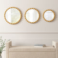 Gold Beaded Round Wall Mirror 3 Piece Set Gold Mdf