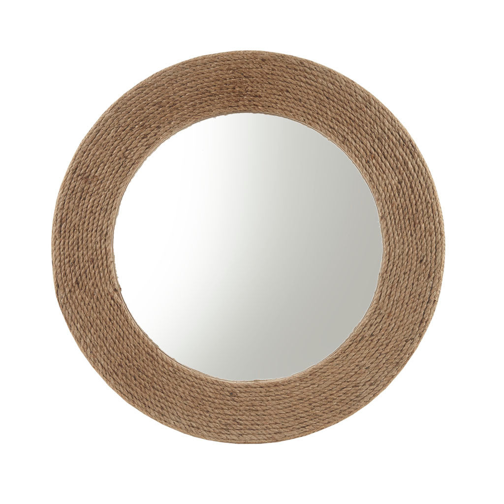 Natural Jute Rope Round Wall Mirror 26" Natural Mdf