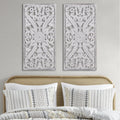 Distressed Carved Wood 2 Piece Wall Decor Set White Mdf