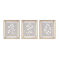 3 Piece Framed Glass Wall Art Set Beige Mdf