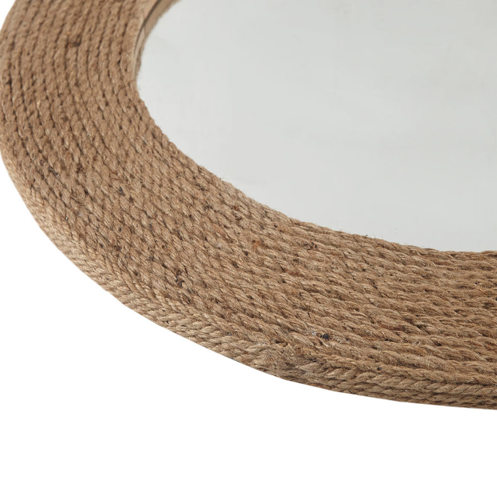 Natural Jute Rope Round Wall Mirror 26" Natural Mdf