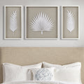 Framed Rice Paper Palm Leaves 3 Piece Shadowbox Wall Decor Set Off White Mdf