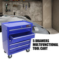 5 DRAWERS MULTIFUNCTIONAL TOOL CART WITH WHEELS BLUE blue-steel