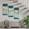 Gold Foil Abstract 3 Piece Canvas Wall Art Set Teal Mdf