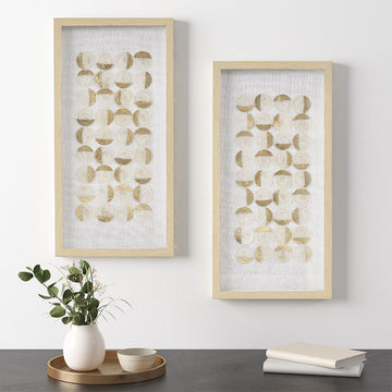 Natural Capiz With Gold Foil 2 Piece Shadowbox Wall Decor Set Natural Gold Mdf