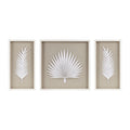 Framed Rice Paper Palm Leaves 3 Piece Shadowbox Wall Decor Set Off White Mdf