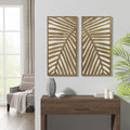 Two Tone 2 Piece Wood Panel Wall Decor Set Dark Brown Mdf