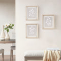 3 Piece Framed Glass Wall Art Set Beige Mdf