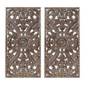 Distressed Carved Wood 2 Piece Wall Decor Set Bronze Mdf