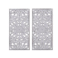 Distressed Carved Wood 2 Piece Wall Decor Set White Mdf