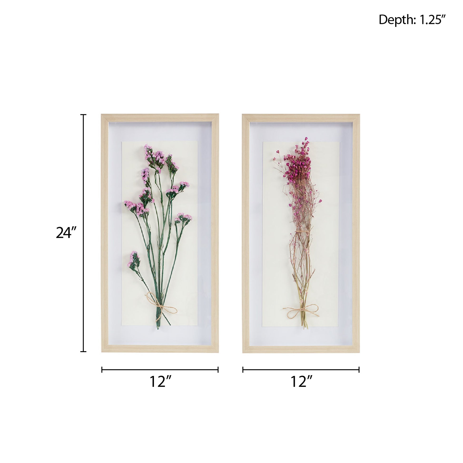 Dried Flower 2 Piece Shadow Box Wall Decor Set Multi Mdf