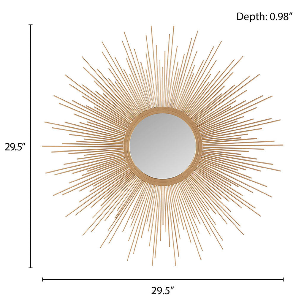 Sunburst Wall Decor Mirror 14.5"D Gold Mdf