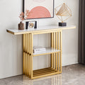 Modern Console Table, Metal Frame With Adjustable Foot Pads For Entrance, Corridor, Living Room & Office. Gold Gold Steel