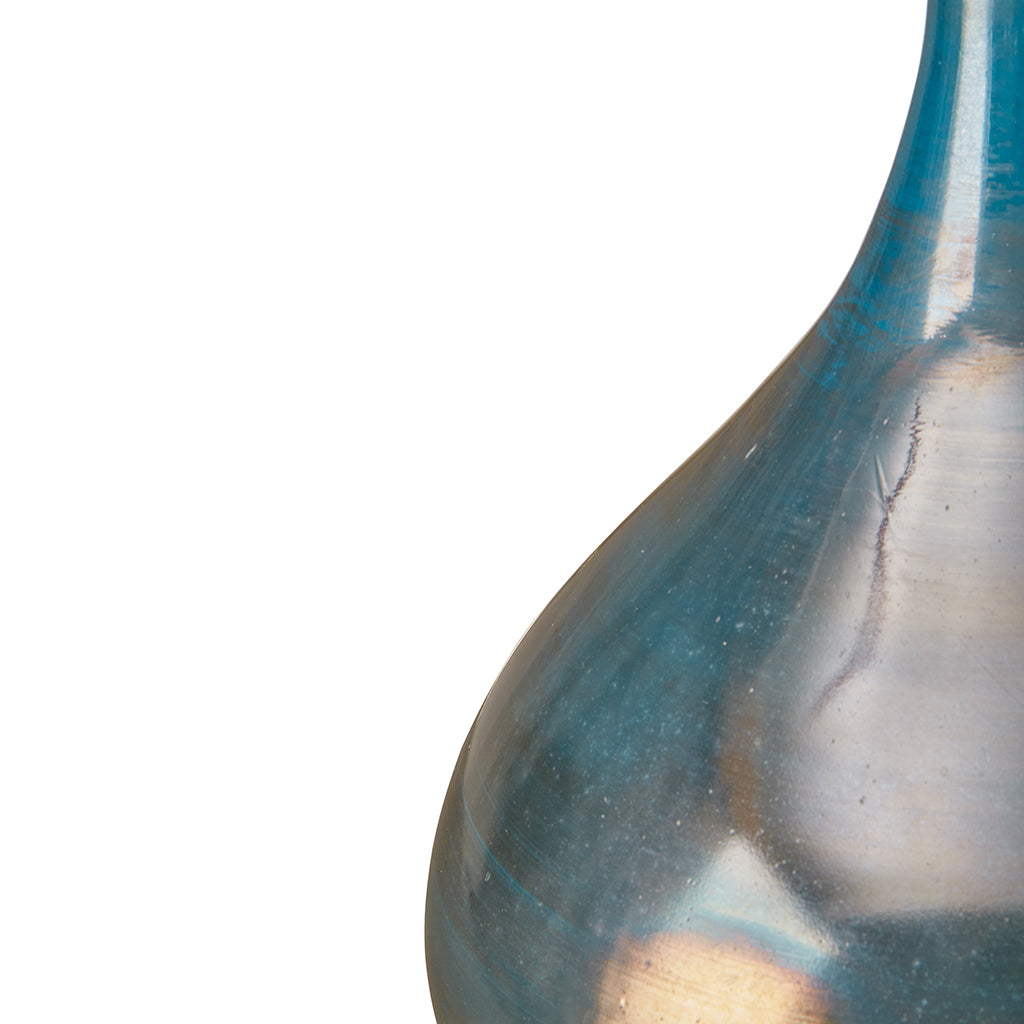 Blue and Bronze Decorative Glass Vases 3 piece