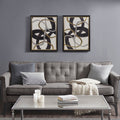 Gold Foil Abstract 2 Piece Framed Canvas Wall Art Set Black Wood