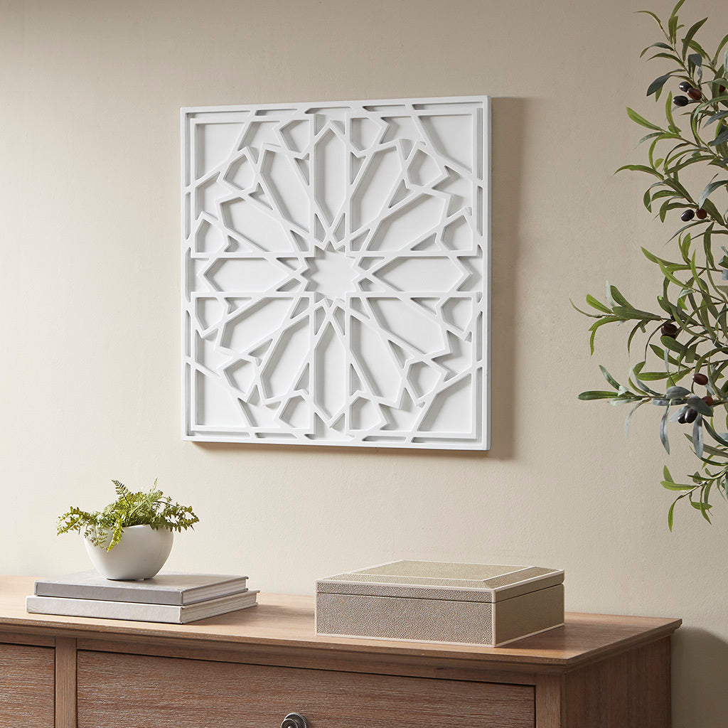 White Medallion Wood Wall Decor White Mdf