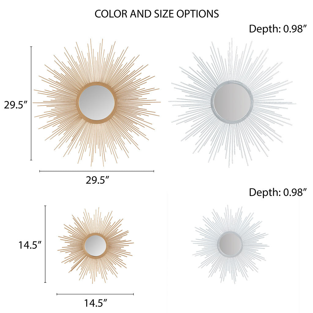 Sunburst Wall Decor Mirror 14.5"D Gold Mdf