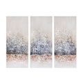 Hand Embellished 3 Piece Canvas Wall Art Set Blush Grey Acrylic