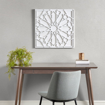 White Medallion Wood Wall Decor White Mdf