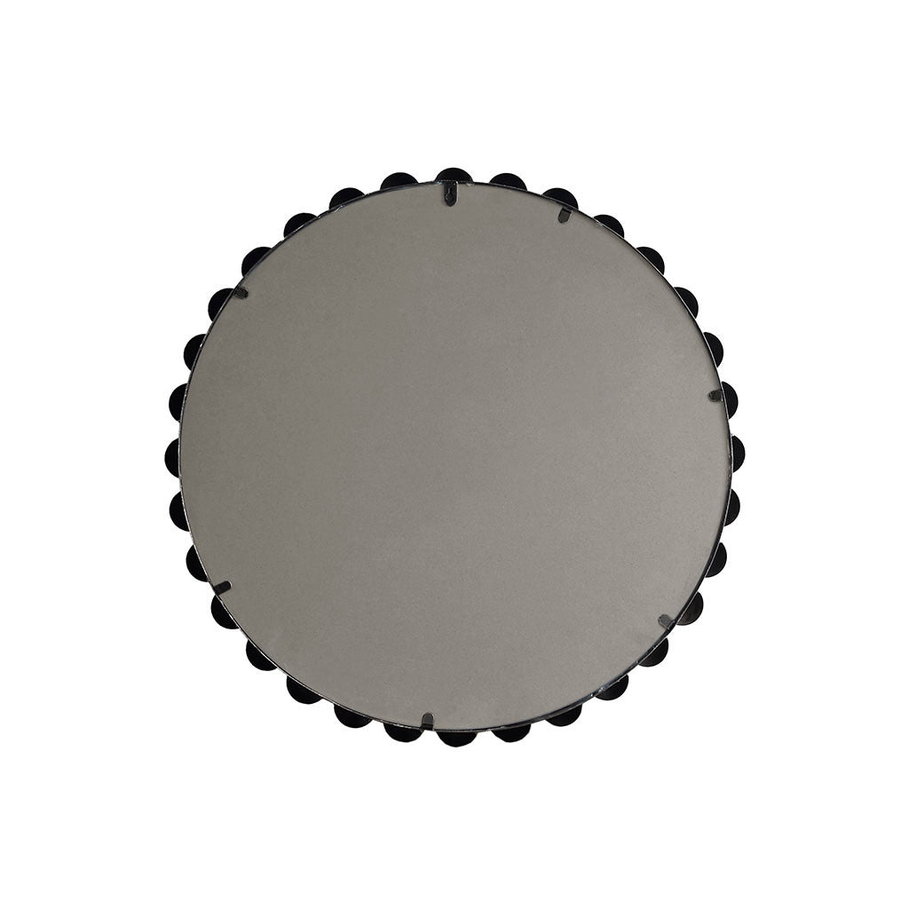 Beaded Round Wall Mirror 27"D Black Mdf