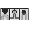 3 Piece Framed Canvas Wall Art Set Black Taupe Mdf