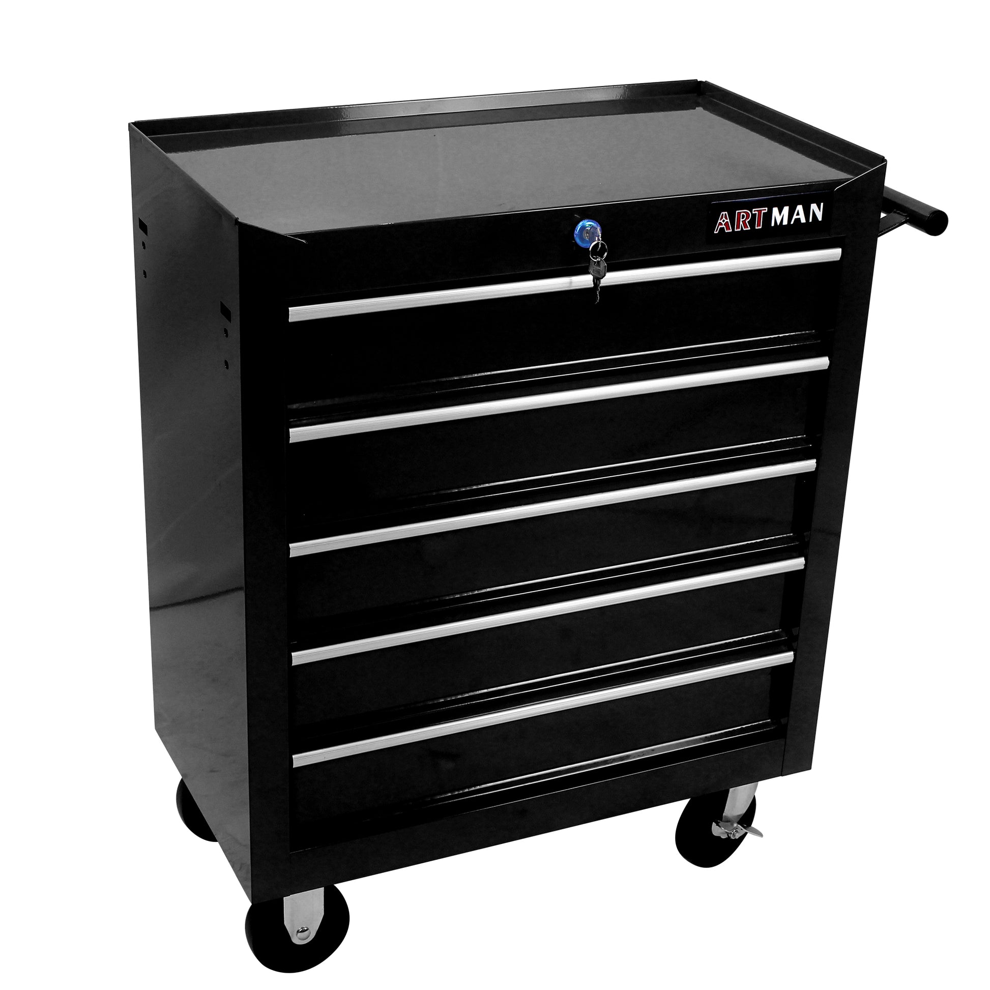 5 Drawers Multifunctional Tool Cart With Wheels Black Black Metal