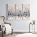 Hand Embellished 3 Piece Canvas Wall Art Set Blush Grey Acrylic