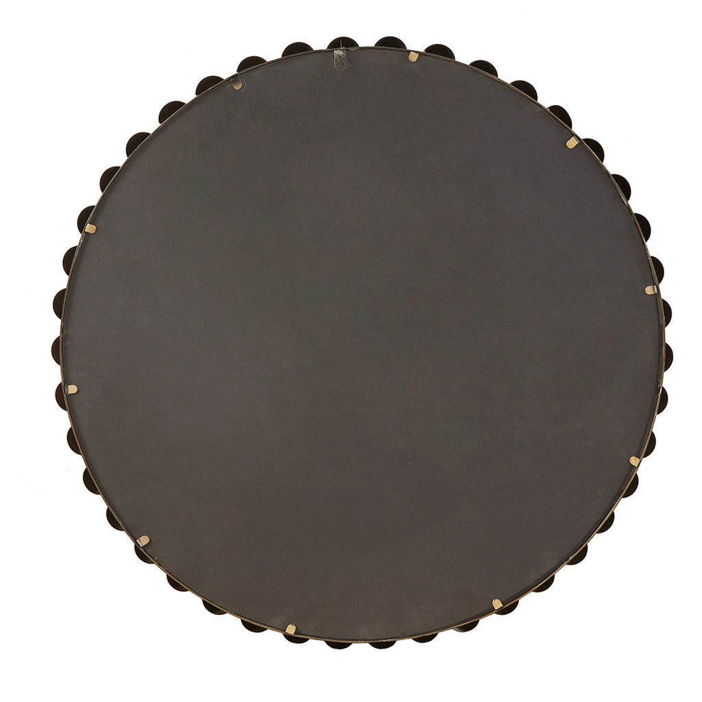 Beaded Round Wall Mirror 36"D Gold Mdf