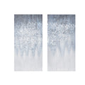 Heavily Embellished 2 Piece Canvas Wall Art Set White Blue Acrylic