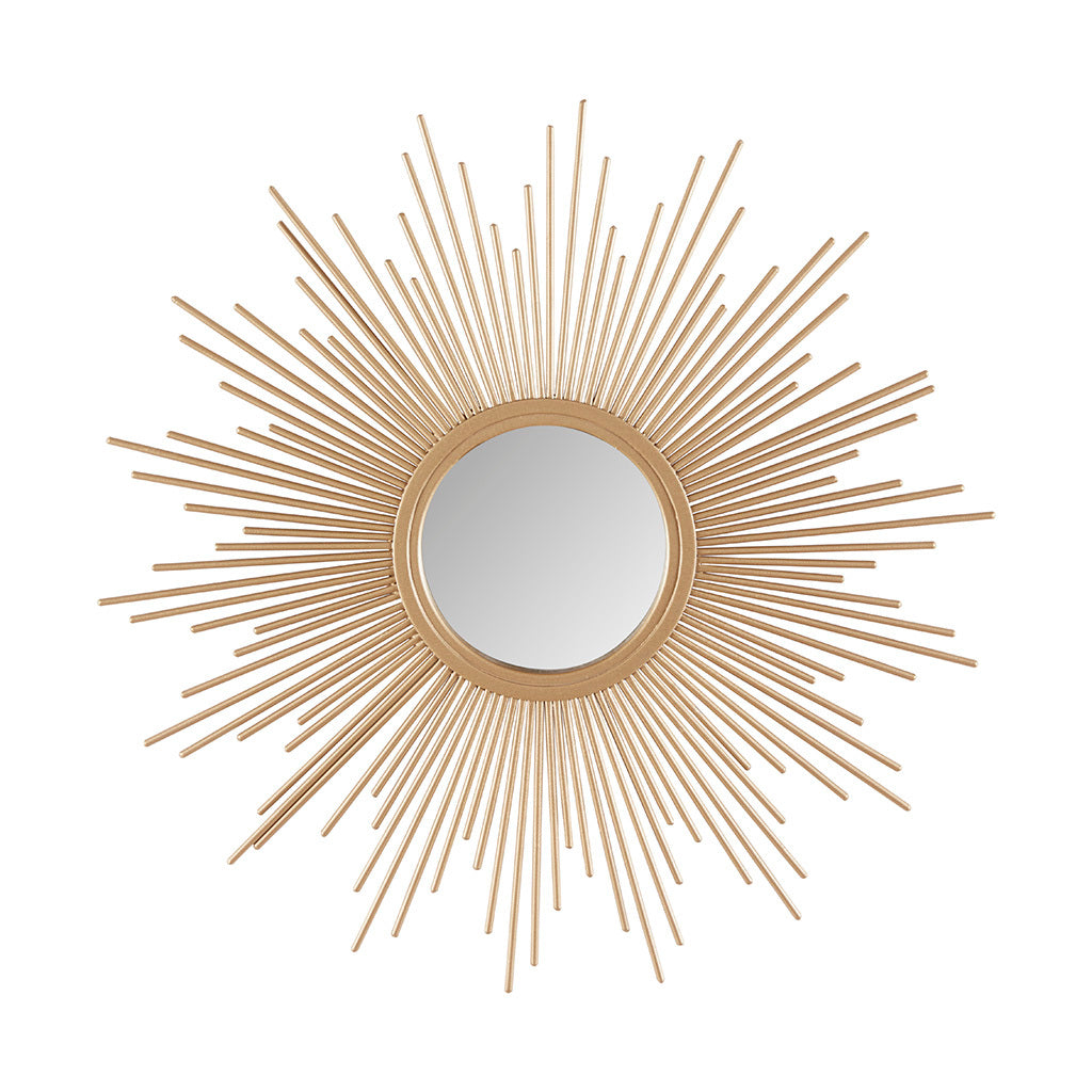 Sunburst Wall Decor Mirror 14.5"D Gold Mdf