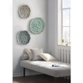 Textured Feather 3 Piece Metal Disc Wall Decor Set Blue Metal