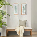 Fern 2 Piece Framed Glass Wall Art Set Natural Wood