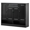 Sleek And Modern Shoe Cabinet With Adjustable Shelves, Minimalist Shoe Storage Organizer With Sturdy Top Surface, Space Saving Design Side Board For Various Sizes Of Items, Black Square 3 4 Spaces Black Primary Living Space Shelves Included Particle