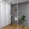 Adjustable Laundry Pole Clothes Drying Rack Coat Hanger Diy Floor To Ceiling Tension Rod Storage Organizer For Indoor, Balcony White White Metal