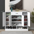 Sleek And Modern Shoe Cabinet With Adjustable Shelves, Minimalist Shoe Storage Organizer With Sturdy Top Surface, Space Saving Design Side Board For Various Sizes Of Items, White Square 3 4 Spaces White Primary Living Space Shelves Included Particle